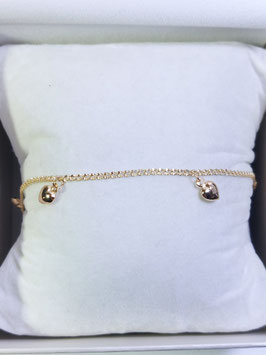 Pulseira em ouro love 4 corações pendentes 160.5 - JPS