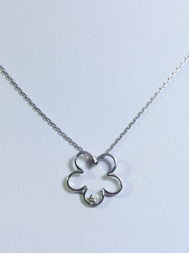 Fio ouro branco com flor e diamante - JM/FI00274