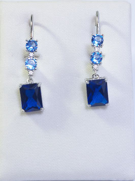 Brincos prata com zircónias retangulares azul 30.9 - IS