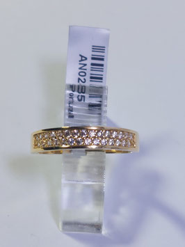 Anel ouro amarelo, 1/2 memória 2 filas zircónias - MM