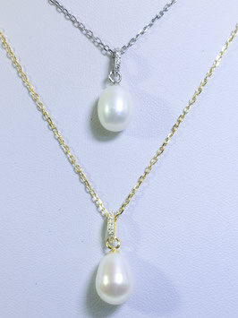 Fio prata e prata dourada argola com zircónias e pérola - AUR