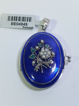 Medalha de abrir oval esmaltada com pérolas cultura - PC