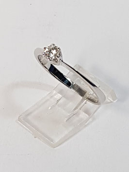 Anel ouro branco e diamante - solitário 0,16Cts - RS