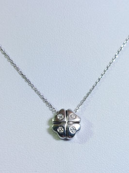 Fio ouro branco com trevo com 4 diamantes - CA/FI00273