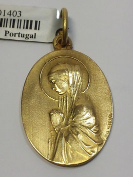 Virgem Oval com Flores - Nossa Senhora do Carrapito - Prata Dourada Escultor João da Silva