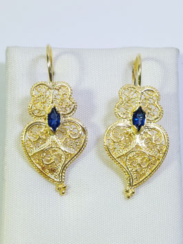 Brincos prata dourada Coração de Viana com zircónia azul 25.30 - RB