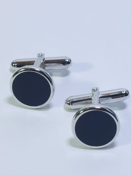 Botão de Punho Redondo Esmalte Preto e Mola - DB
