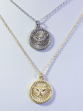 Fio prata com medalha com pomba e aro contas - PS