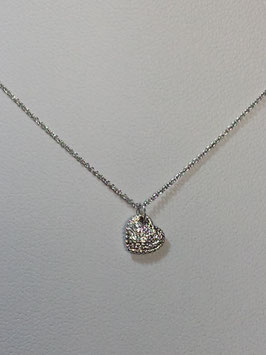 Fio ouro branco coração de diamantes - CA