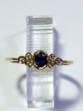 Anel ouro amarelo zircónia oval azul - ON/AN0328