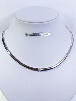 Fios prata colar fita compacta com zircónia - INV
