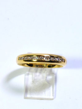 Anel ouro amarelo e diamantes -1/2 memória curva em calibré - MFS