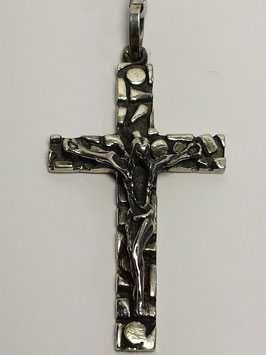 Cruz em prata irregular mosaicos com Cristo