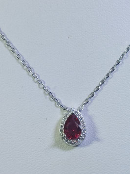 Fio prata com pendente zircónias gota - vermelho - DB
