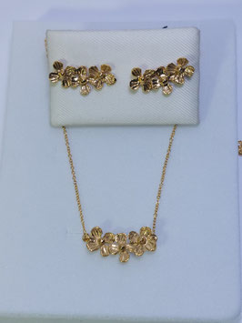 Fio prata dourada 3 flores - JBF