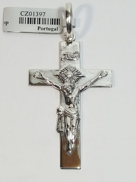 Cruz prata chapa com Cristo e resplendor 40.25.6 - PP/BL010