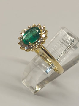 Anel ouro amarelo, esmeralda e diamantes - JM/AN1036