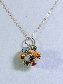 Fio ouro amarelo com berloque mina de pedras coloridas - MM