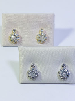 Brincos prata e prata dourada zircónia mais coroa de zircónias - JCC
