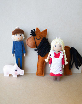 Michel, Ida, Lukas und Ferkelchen - Weihnachtsbaumanhänger
