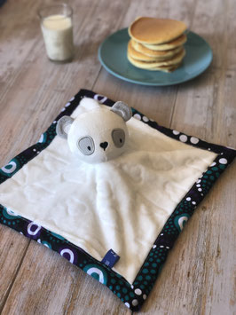 Doudou Waxou - Panda Violet et Turquoise