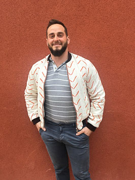 Veste Bomber Unisexe en Bogolan | Blanc et Orange