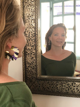Boucles d'Oreilles - Byzance Kaki et Violet