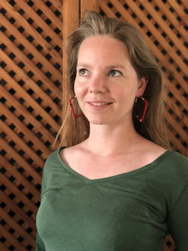 Boucles d'Oreilles - Créoles Carrées Rouge