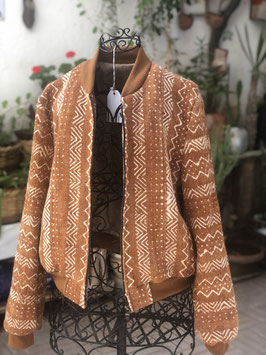 Veste Bomber Unisexe en Bogolan | Marron