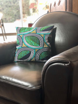 Housse de Coussin en Wax - Vert d'Eau