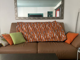Plaid Noir en Wax Orange et Blanc