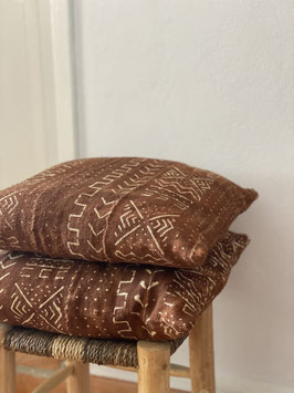 Housse de Coussin en Bogolan - Marron motifs variés