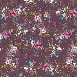 Jersey bloemen bordeaux