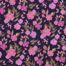 Corduroy Babyrib roze bloemen