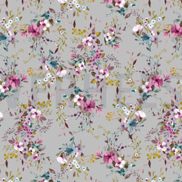Jersey bloemen grijs