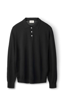 Base Merino Polo Knit Black | Forét | 200.-€