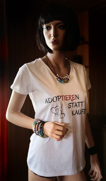 Artikel-Nr. 024B - Damen-T-Shirt mit Tierschutzmotto