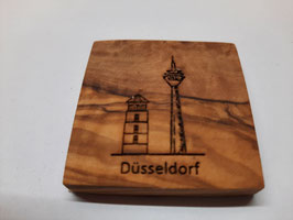 Schlossturm und Rheinturm mit Text "Düsseldorf"