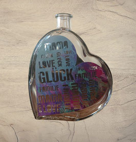 Beleuchtete Herz-Glasflasche mit Design Vinyl Folie Marakesh 1