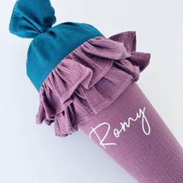 VERSANDFERTIG 70cm SMILLA in Lilabeere_Petrol + Schriftzug ROMY