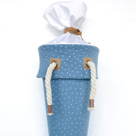 Schultüte Jari HÄKELBILD+NAME, PÜNKTCHEN JEANSBLAU