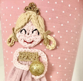 Schultüte Musselin NANA mit HÄKELBILD, PÜNKTCHEN ROSA