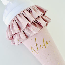 VERSANDFERTIG 70cm SMILLA in Softrosa_Gold + Schriftzug Nela in Gold