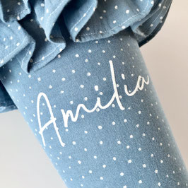 Schultüte Smilla mit NAME, JEANSBLAU PÜNKTCHEN