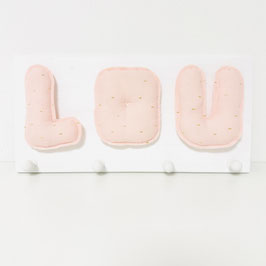 Garderobe MUSSELIN auf weißem Brett, PEACHY ROSA GOLD