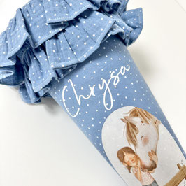Schultüte *NAME+MOTIV* Smilla, JEANSBLAU PÜNKTCHEN