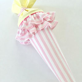 Schultüte Smilla JOY, BreiterStreifen_Hellgelb_Neonpink