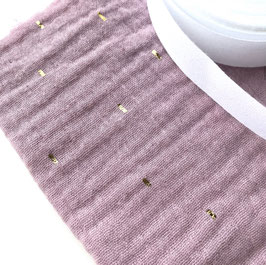 Schultüte NANA aus MUSSELIN mit HÄKELBILD+NAME, WALDFRUCHTJOGHURT GOLD