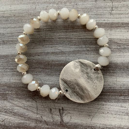 Armband "Amulett" weiss grau