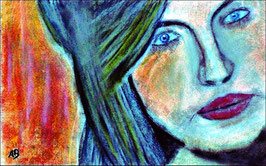 2018#29_Frauenportrait, Pastellgemälde, Frau, Girl, Portrait, Feminin, Figurativ, Moderne Malerei, Pastellbild, Pastellmalerei